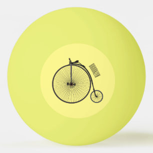 High wheel bicycle cartoon illustration ping pong ball