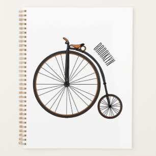 High wheel bicycle cartoon illustration planner