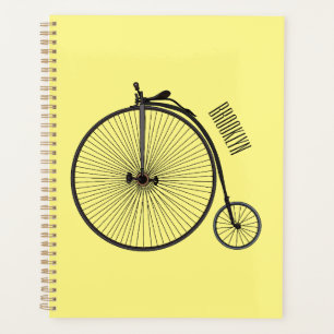 High wheel bicycle cartoon illustration planner