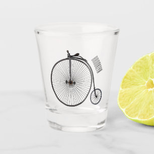 High wheel bicycle cartoon illustration shot glass