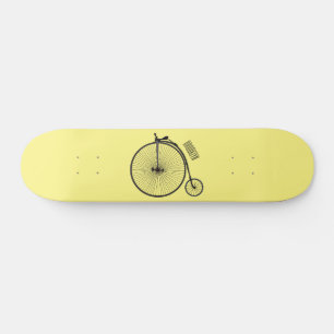 High wheel bicycle cartoon illustration skateboard