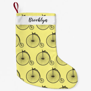 High wheel bicycle cartoon illustration small christmas stocking