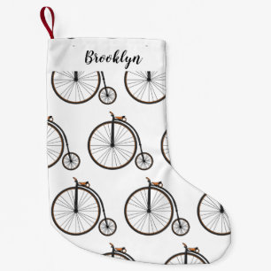 High wheel bicycle cartoon illustration  small christmas stocking