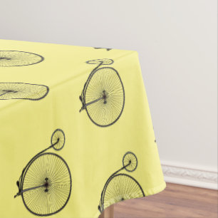 High wheel bicycle cartoon illustration tablecloth