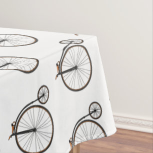 High wheel bicycle cartoon illustration tablecloth