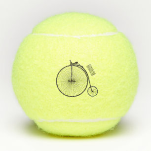 High wheel bicycle cartoon illustration tennis balls