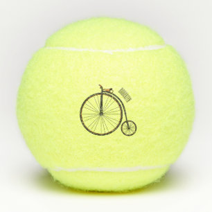 High wheel bicycle cartoon illustration tennis balls