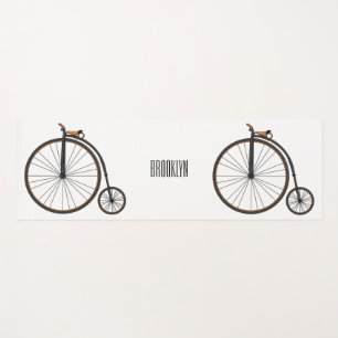 High wheel bicycle cartoon illustration  yoga mat