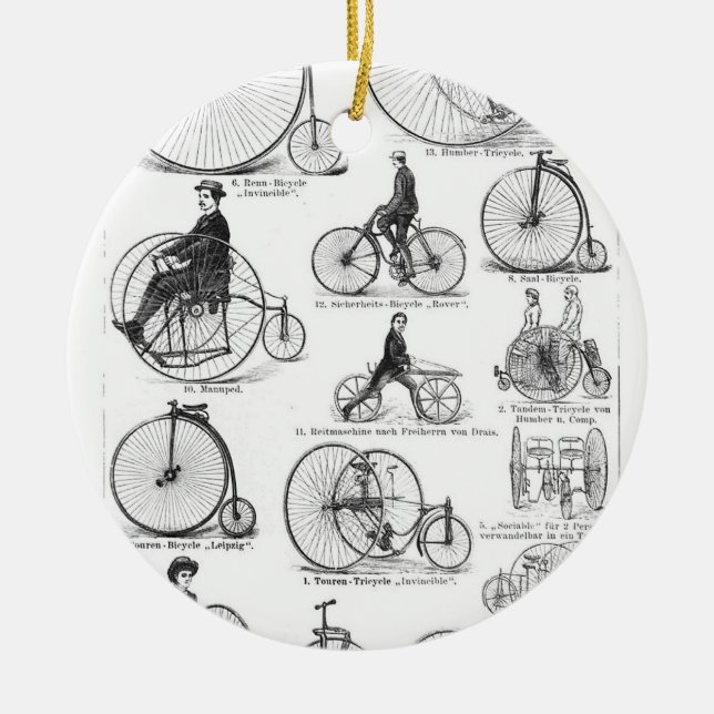 High Wheeler Bicycle Penny Farthing Ceramic Tree Decoration (Front)