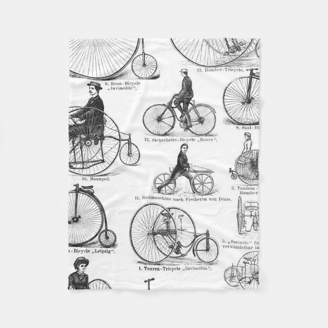 High Wheeler Bicycle Penny Farthing Fleece Blanket (Front)