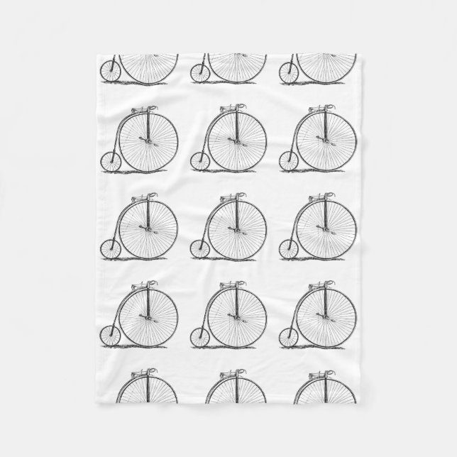 High Wheeler Bicycle Penny Farthing Fleece Blanket (Front)