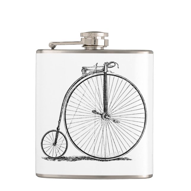 High Wheeler Bicycle Penny Farthing Hip Flask (Front)