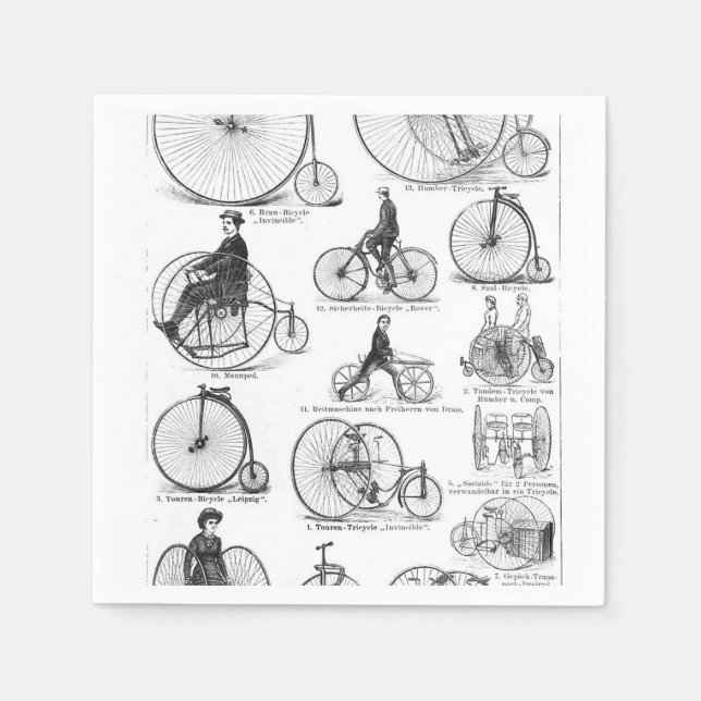 High Wheeler Bicycle Penny Farthing Napkin (Front)