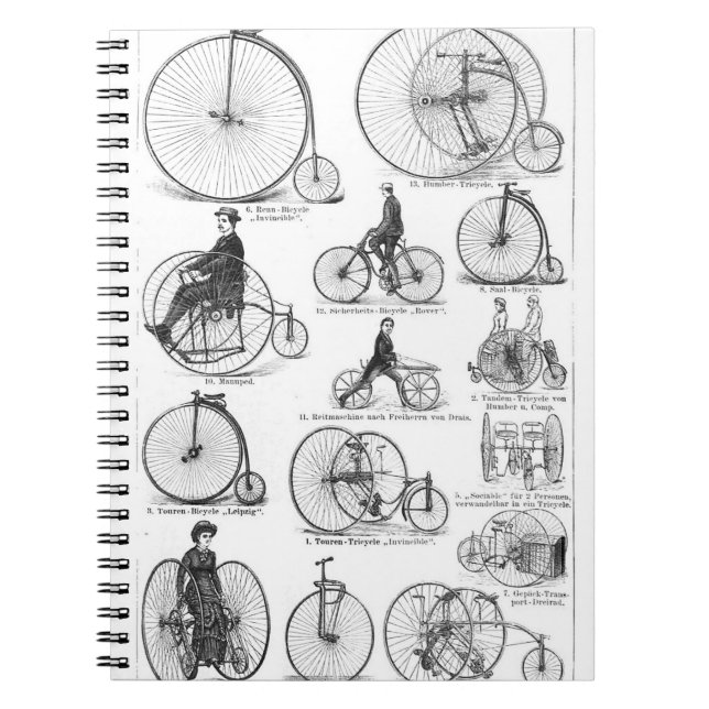 High Wheeler Bicycle Penny Farthing Notebook (Front)