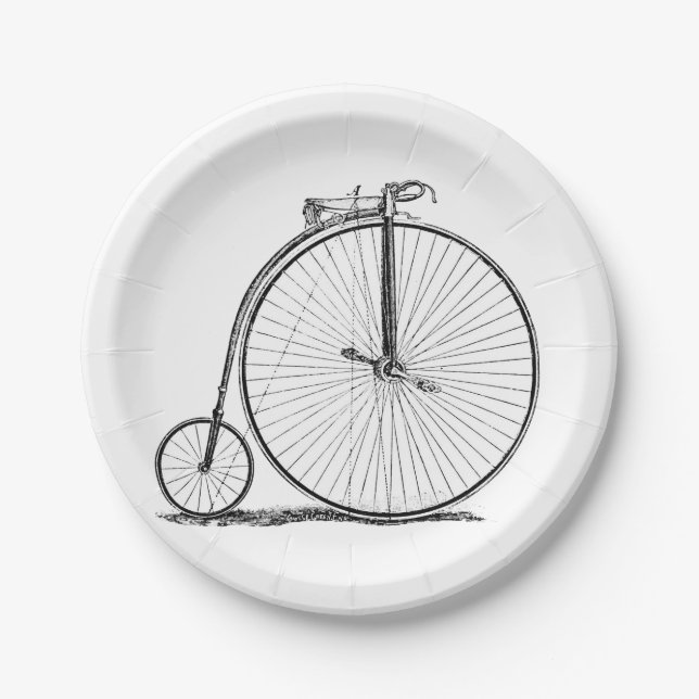 High Wheeler Bicycle Penny Farthing Paper Plate (Front)