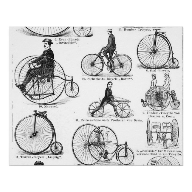 High Wheeler Bicycle Penny Farthing Poster (Front)