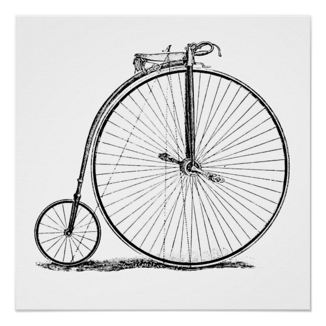 High Wheeler Bicycle Penny Farthing Poster (Front)