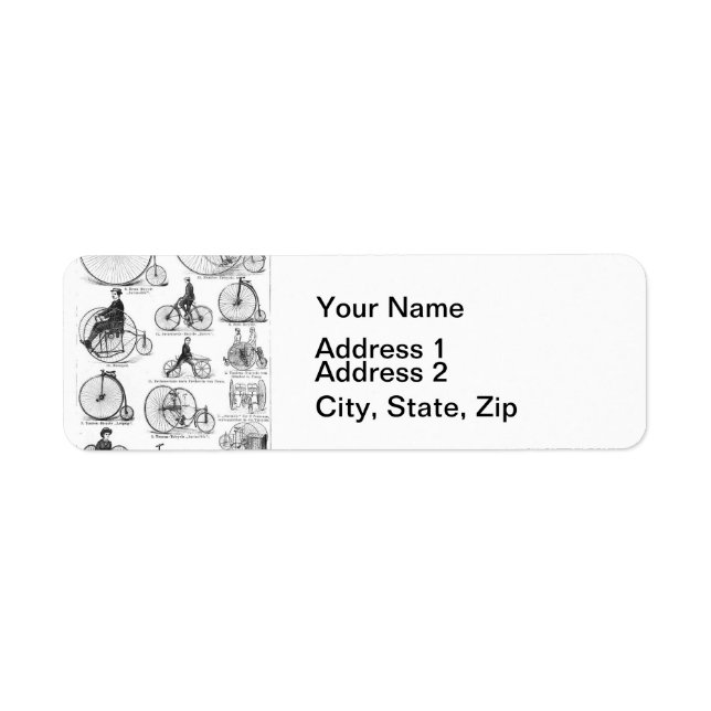 High Wheeler Bicycle Penny Farthing Return Address Label (Front)