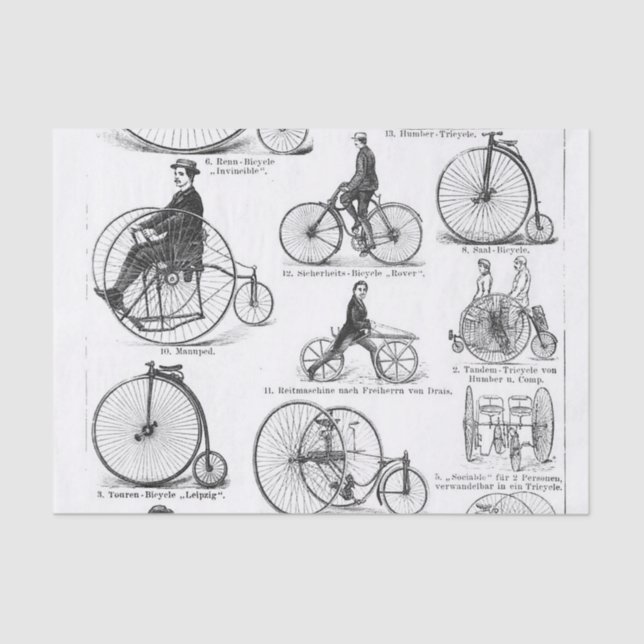 High Wheeler Bicycle Penny Farthing Tissue Paper (Front)