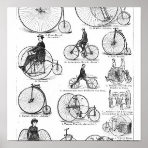 High Wheeler Victorian Penny Farthing Cycle Biking Poster