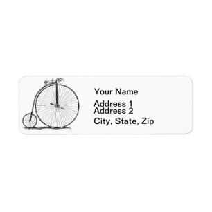 High Wheeler Victorian Penny Farthing Cycle Biking Return Address Label