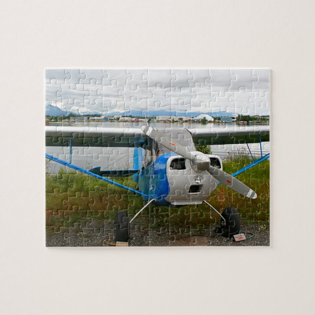 High wing aircraft, blue & white, Alaska Jigsaw Puzzle (Horizontal)