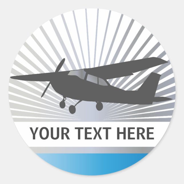 High Wing Aircraft - Custom Text Classic Round Sticker (Front)