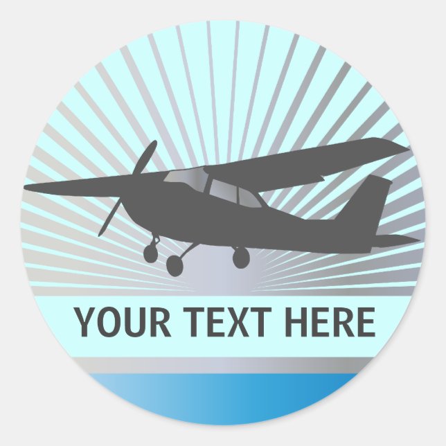 High Wing Aircraft - Custom Text Classic Round Sticker (Front)