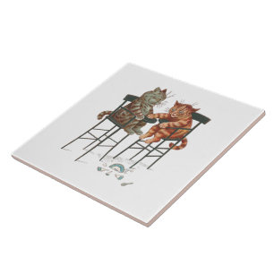 Highchair Kittens by Louis Wain Ceramic Tile