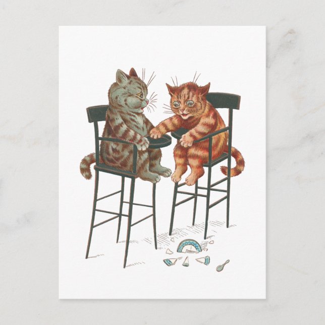 Highchair Kittens by Louis Wain Postcard (Front)
