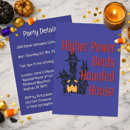 Higher Power Beats Haunted House | Sober Halloween Invitation