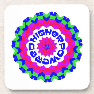 Higher Powered Spiritual Quote Kaleidoscope Design Coaster