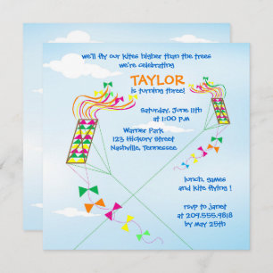 Higher up Kite Birthday Party Invitation