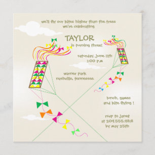 Higher up - kites birthday invitations-4 invitation
