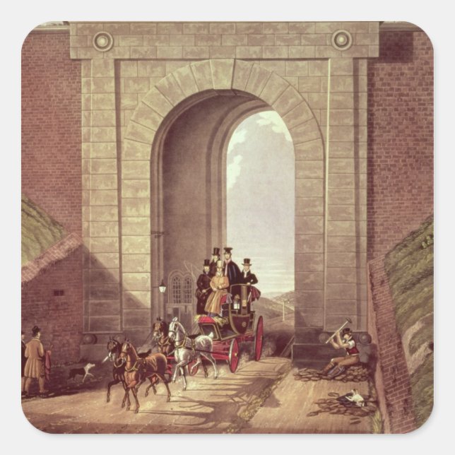 Highgate Tunnel, engraved by George Hunt, c.1830 Square Sticker (Front)