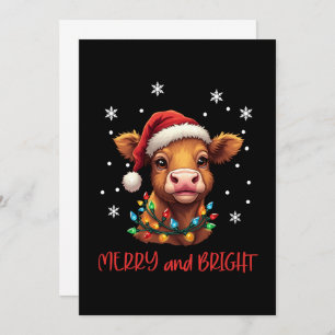 Highland Baby Cow Christmas Lights  Invitation
