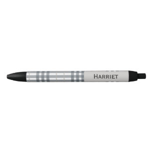 Highland Beige Plaid Custom Name Black Ink Pen