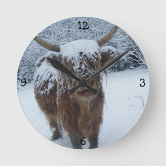 Highland Bull Round Clock