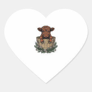 Highland Calf Shirt Vintage Daisy Bucket Art Heart Sticker