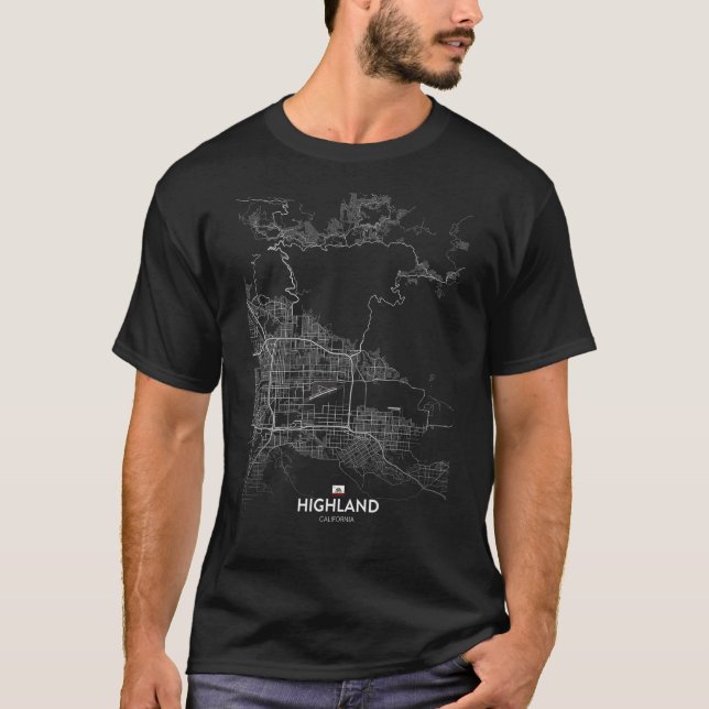 highland california City map Travel souvenir homet T-Shirt (Front)