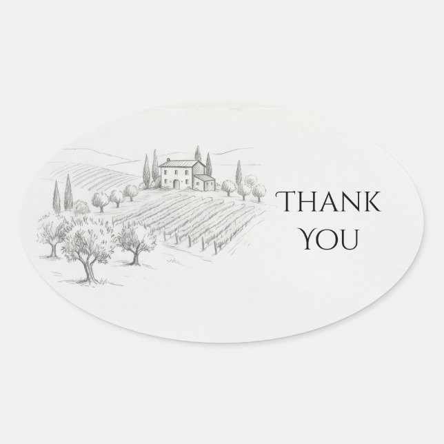 Highland Castle Sketch Thank You Oval Sticker (Front)