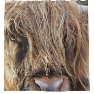 HIGHLAND CATTLE COW FACE SHOWER CURTAIN