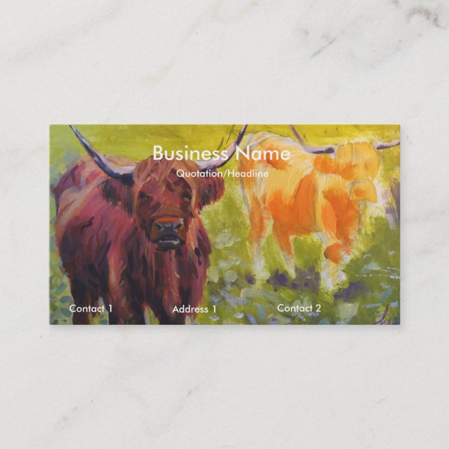Highland Cattle Cows Painting Business Cards (Front)
