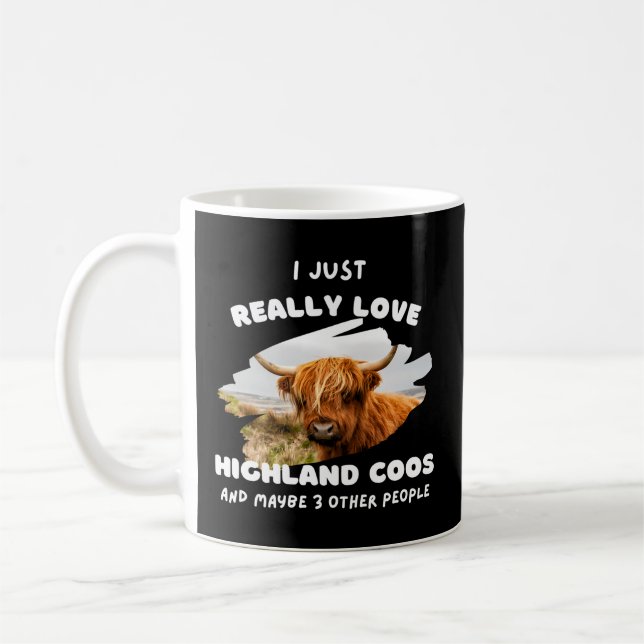 Highland Cattle Hairy Scottish Cows Scots Coo Love Coffee Mug (Left)