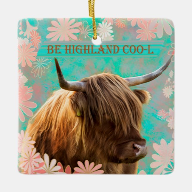 Highland Coo Ceramic Ornament (Front)
