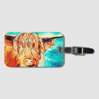 Highland Coo Luggage Tag