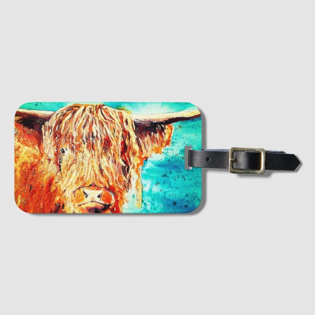 Highland Coo Luggage Tag (Front Horizontal)