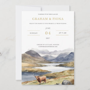 Highland Coo Watercolor Invitation