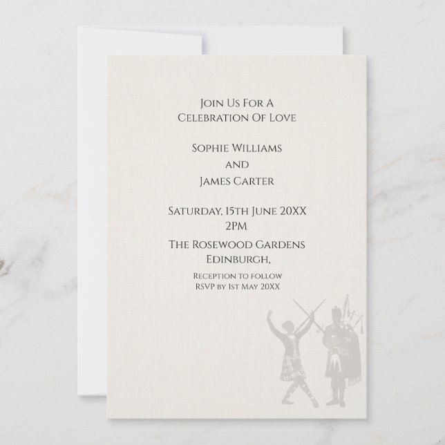 Highland Couple Silhouette Wedding Invitation (Front)