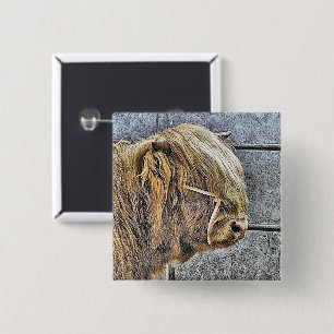 HIGHLAND COW 15 CM SQUARE BADGE